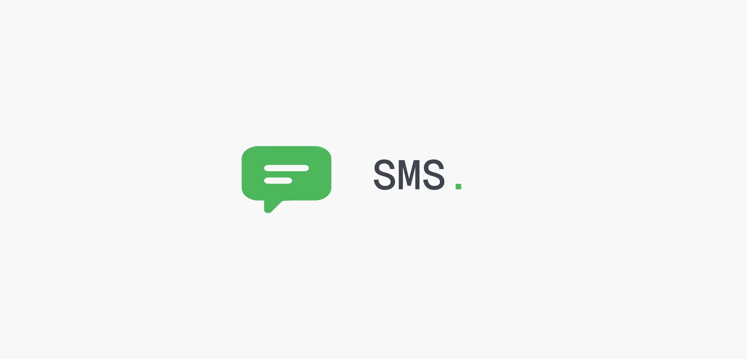 a green speech bubble with the words sms written below it on a white background .