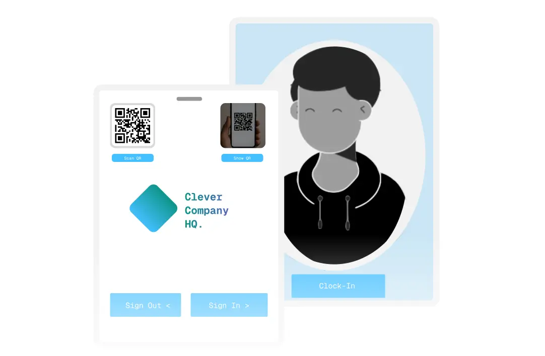 a phone with a qr code on it that says clever company ho