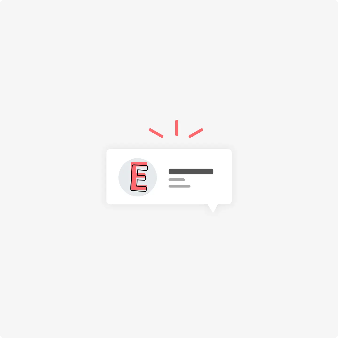 a speech bubble with the letter e on it