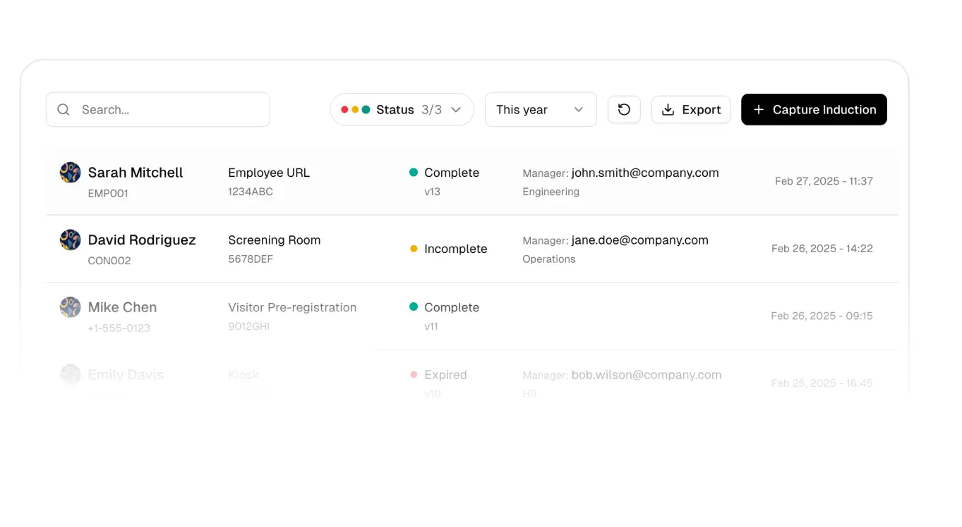 a screenshot of a capture induction page